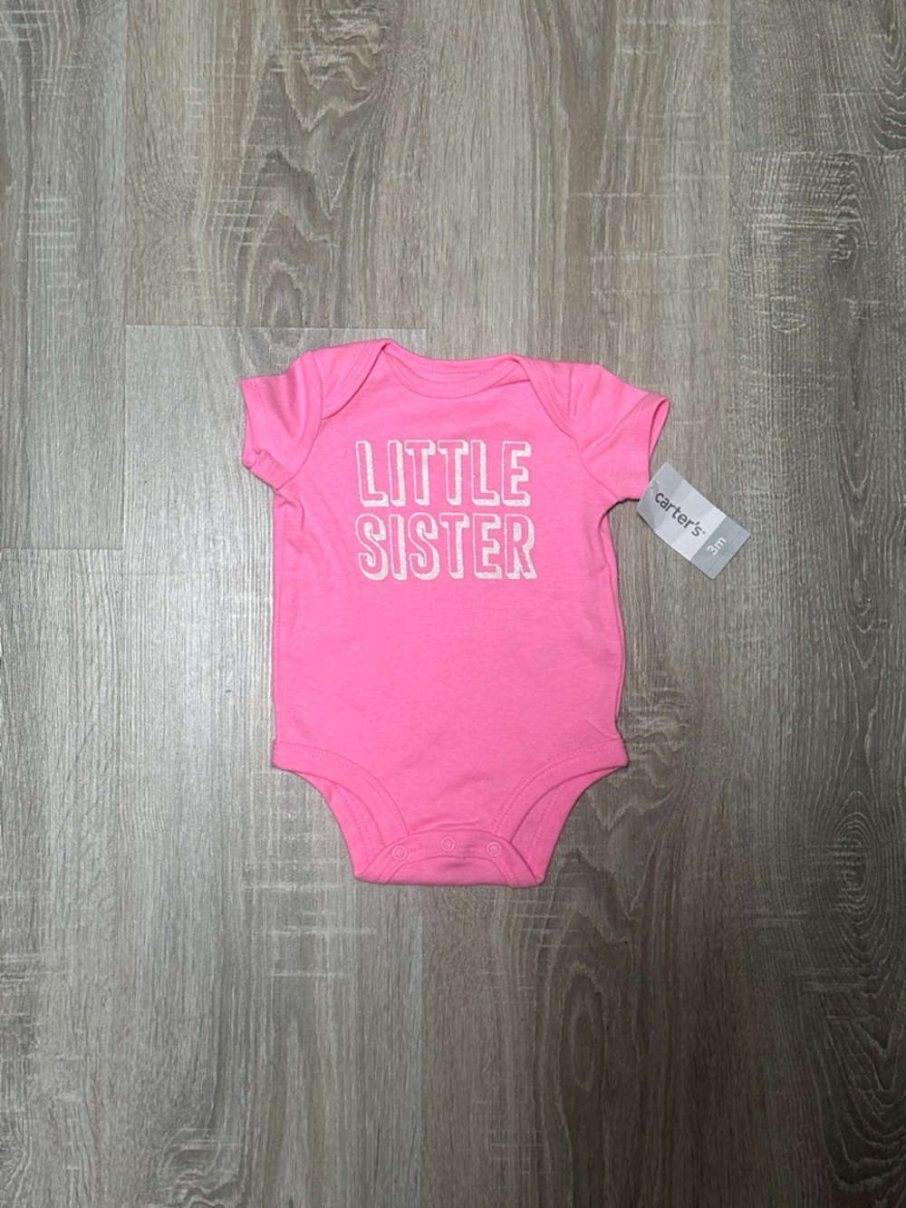 Carter's Bright Pink "Little Sister" Baby Bodysuit